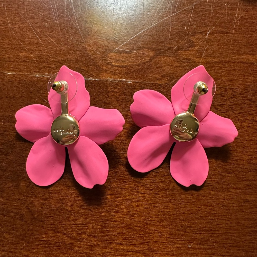 Lilly Pulitzer Oversized Orchid Earrings Aura Pink - Picture 4 of 4